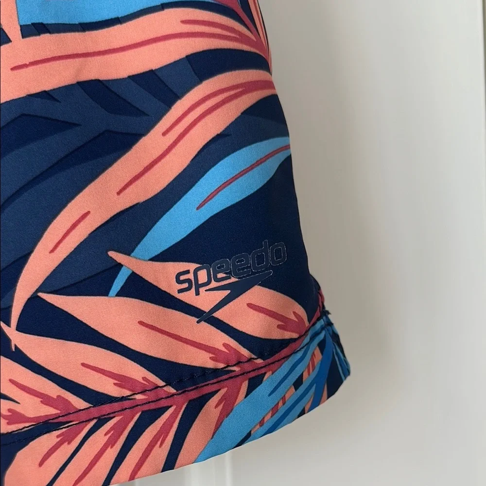 Speedo Blue and Orange Tropical Swim Shorts - Picture 2 of 6